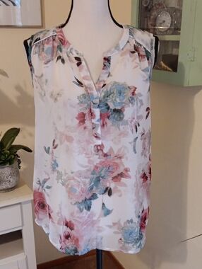 Daniel Rainn Semi-Sheer Floral Top